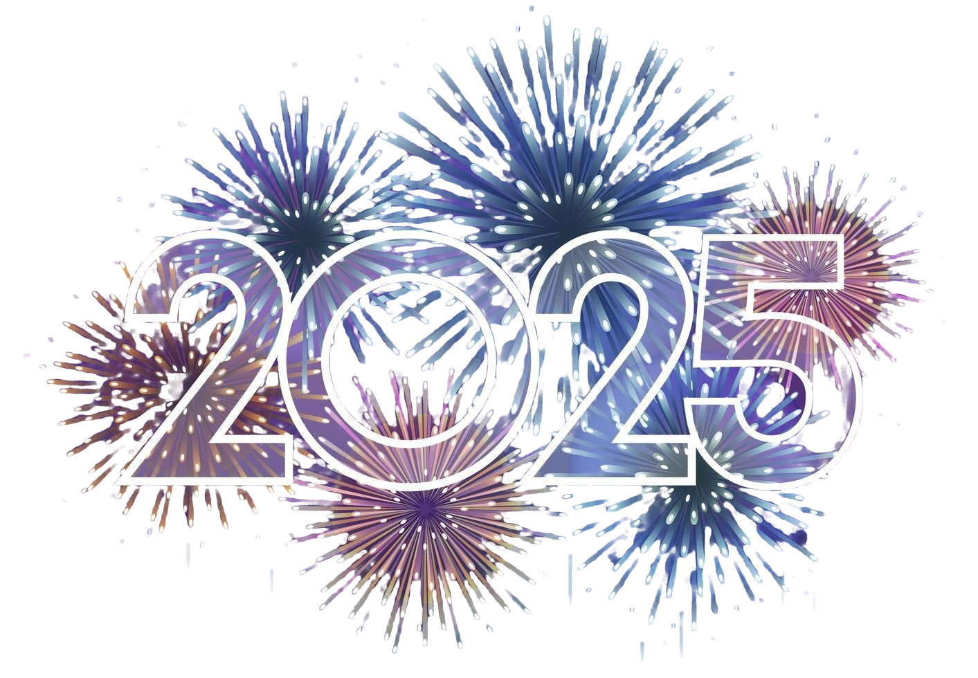 The Year 2025 Vector Logo And Fireworks Background With Text Space Celebrating The New Year